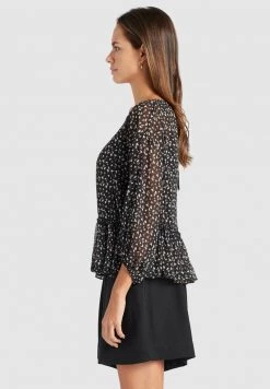 Khujo KLEMENTINA Blouse Black/blue Femme -Khujo Soldes bca47031b3df4f81ae30d76d44a2acbe