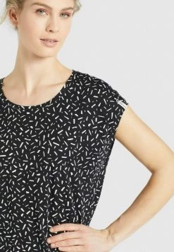 Khujo TALAJA T Shirt Imprimé Schwarz Weiß Gemustert Femme -Khujo Soldes be50dd1e5dd143e0b0d46119d34b0e9a