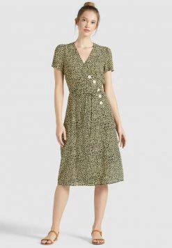 Khujo Femme PORGY Robe De Jour Schwarz Gelb Geblümt