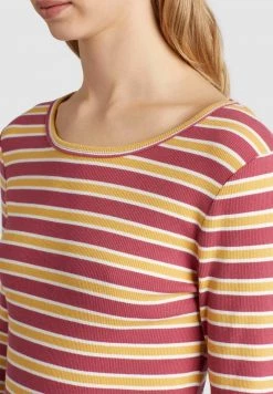 Khujo Femme SICHUAN T Shirt à Manches Longues Rosa Ocker Gestreift -Khujo Soldes ca8facf2924e4998a965f042e9ff66da