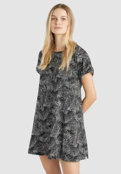 Khujo Femme IOCASTE Robe En Jersey Schwarz Gemustert