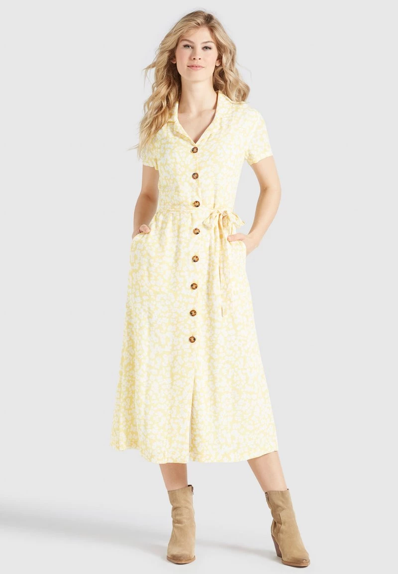 Khujo Femme GOYA Robe Chemise Gelb Weiß Geblümt 4 Khujo Femme GOYA Robe Chemise Gelb Weiß Geblümt – Image 2