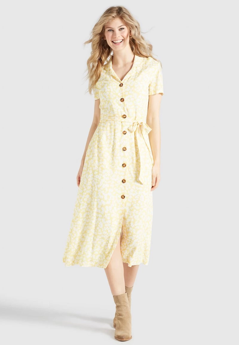 Khujo Femme GOYA Robe Chemise Gelb Weiß Geblümt 3 Khujo Femme GOYA Robe Chemise Gelb Weiß Geblümt