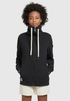Khujo Femme Sweat à Capuche Zippé Schwarz