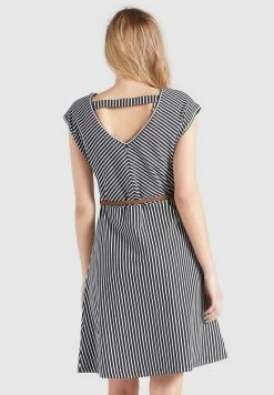 Khujo Femme LEIFA Robe De Jour Dunkelblau Weiß Gestreift -Khujo Soldes ee6166a468f24730a625576628f60b13