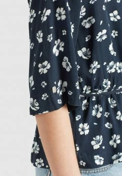 Khujo Femme RINALDA Blouse Blau Weiß Geblümt -Khujo Soldes f080a3fabfc54a159f15ec1fb978e4cf