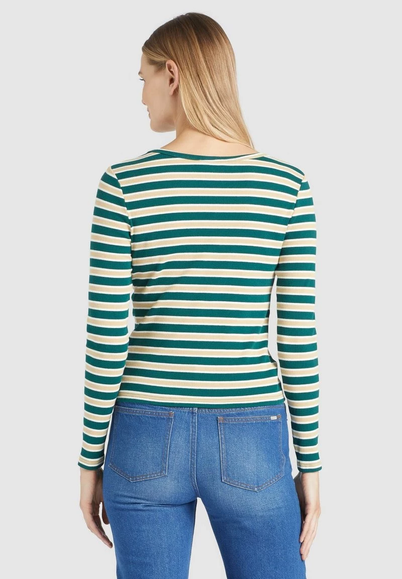 Khujo SICHUAN T Shirt à Manches Longues Grün Beige Gestreift Femme 5 Khujo SICHUAN T Shirt à Manches Longues Grün Beige Gestreift Femme – Image 3
