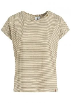 Khujo BABSI T Shirt Imprimé Weiß Ocker Gestreift Femme -Khujo Soldes fe59b89694eb404b8c0b5dba07a6be5a