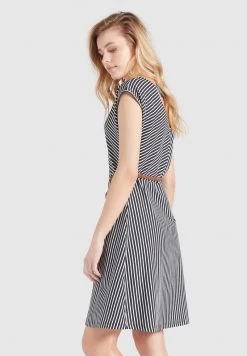 Khujo Femme LEIFA Robe De Jour Dunkelblau Weiß Gestreift -Khujo Soldes ff5b9aeccd6e4f43ae0b8a04bce539c8